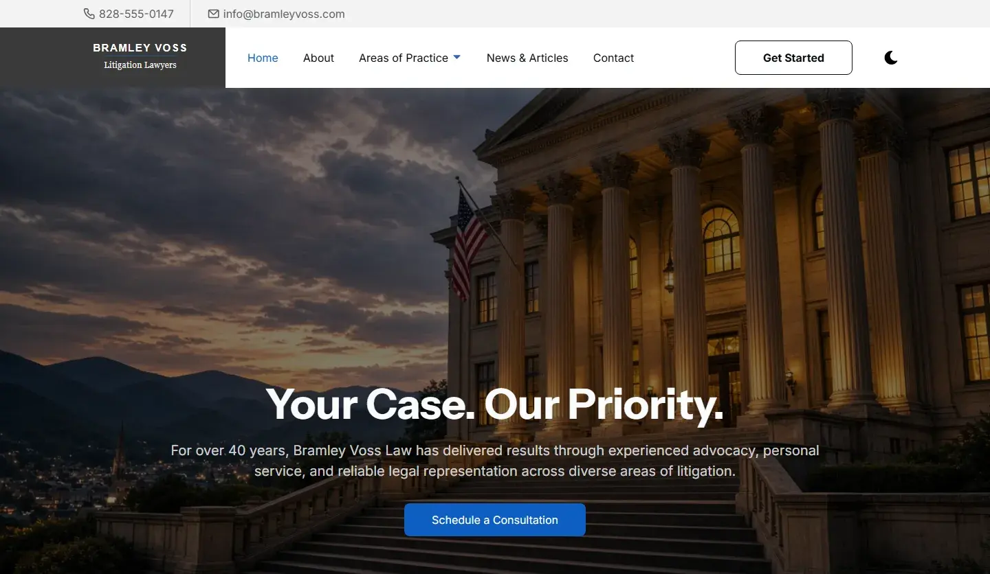 Bramley Voss Law website homepage