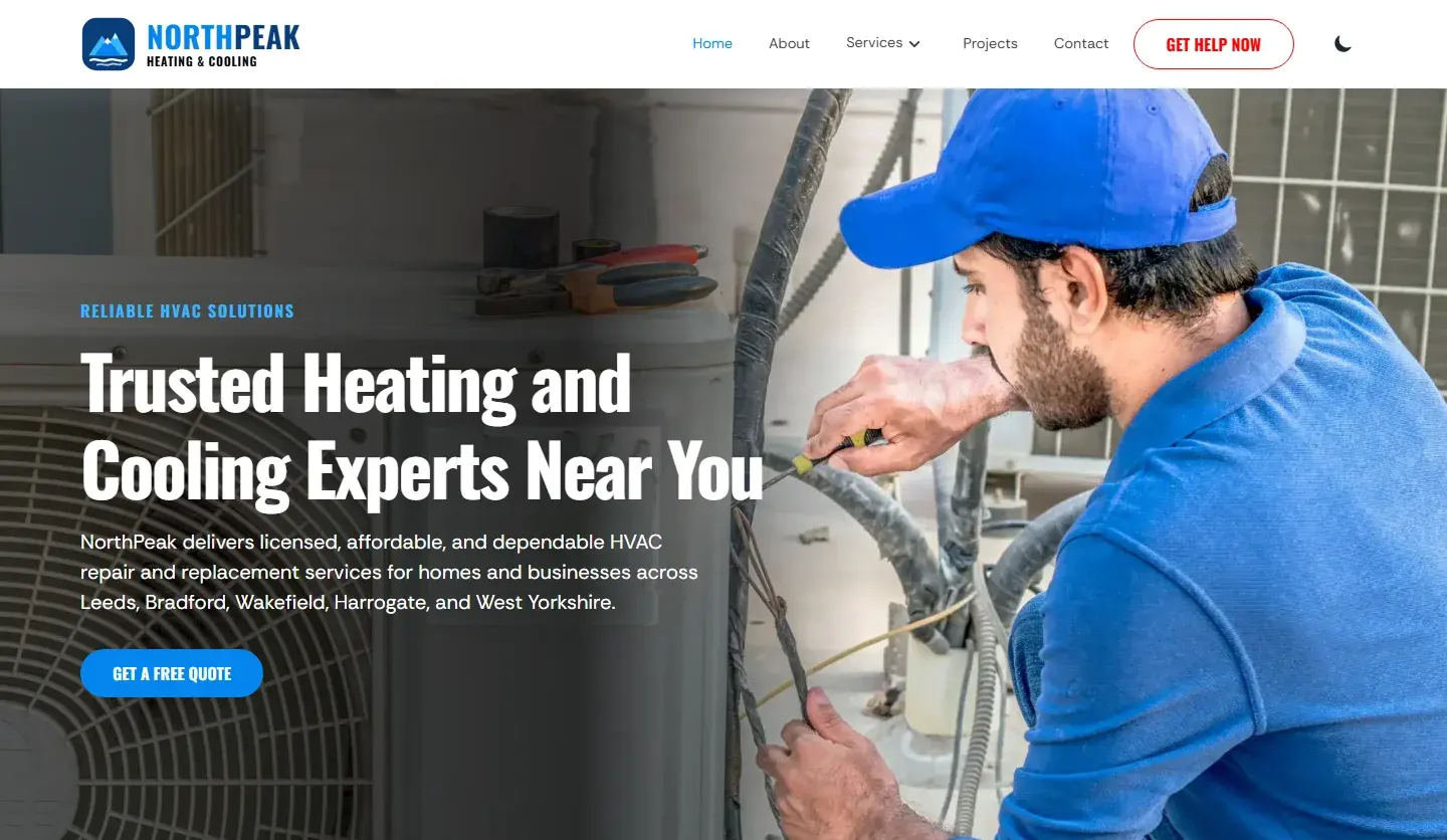 NorthPeak Heating & Cooling website homepage